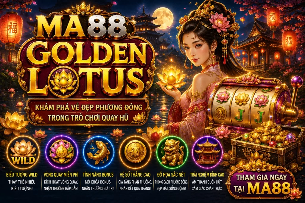 Hoa sen vàng nở giữa khu vườn phương Đông, hồ nước xanh, kiến trúc cổ điển và ánh sáng nhẹ tạo nên khung cảnh thanh bình, sang trọng.